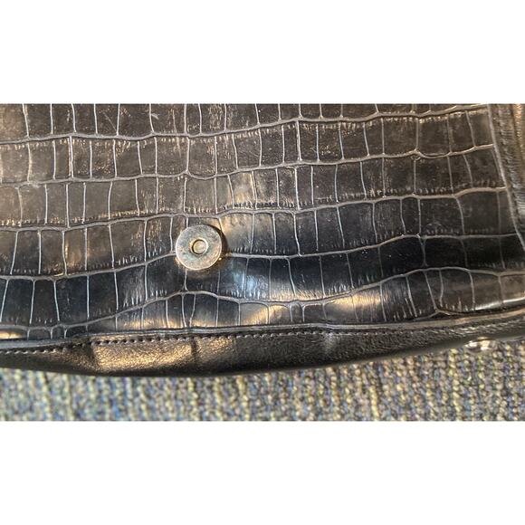 Vintage Y2K Brown Faux Crocodile Handbag western tote crossbody sling - Picture 2 of 10